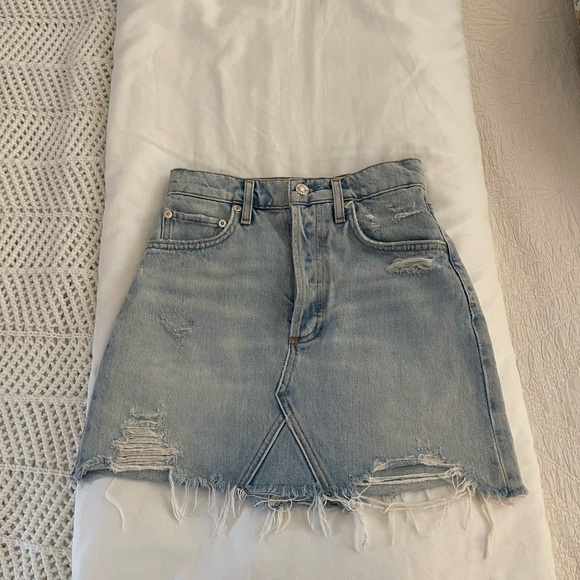 AGOLDE | Quinn High Rise Distressed Denim Mini Skirt - Picture 2 of 4